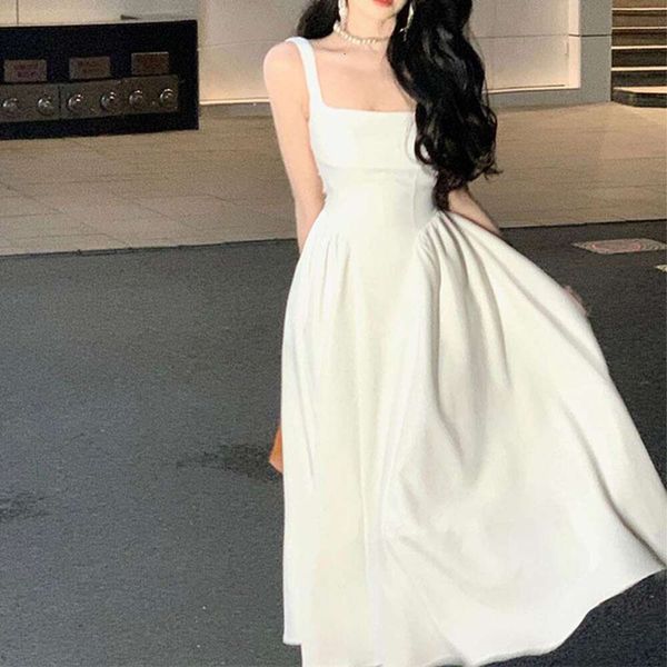 

luo man name of love white strap dress for women summer bow waist exposed marriage, Black;gray