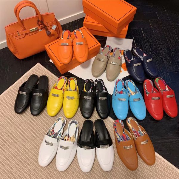 

european designer sandals new fashion high street shoes dress slippers imported genuine leather female 2023 good slides size 35-40 casual fl, Black