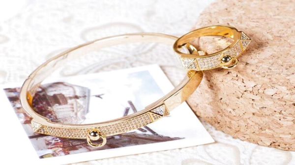 

europe america classic brand jewelry sets lady brass settings diamond double rivet h letter 18k gold engagement bracelets ring 3 c6784318, Silver