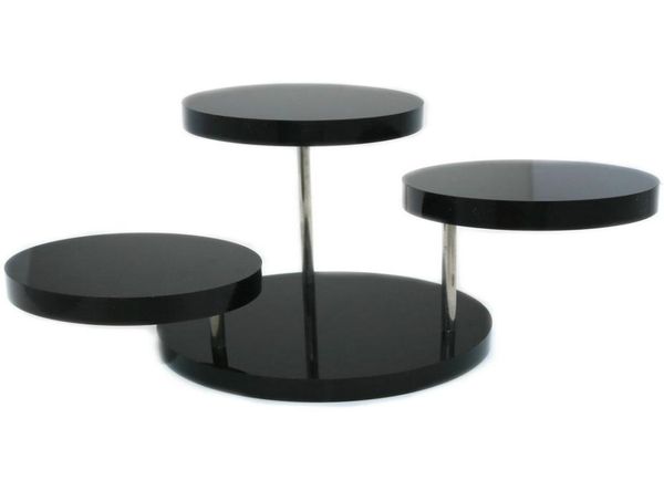 

2pcs lot acrylic 3 layers round plate easy clean organizer earring ring holder deskjewelry display bracelet stand necklace4630040, Black