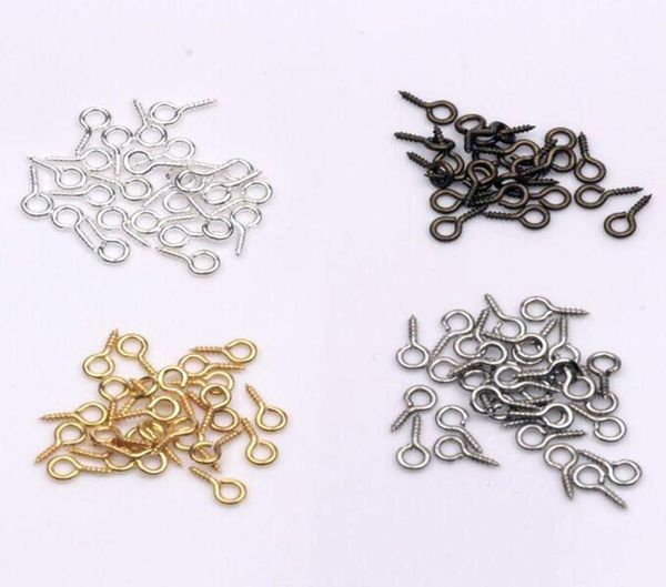 

1000pcs new screw eye bail drilled 4x9mm tibetan silver gold silver antiqued bronze diy jewelry5591908