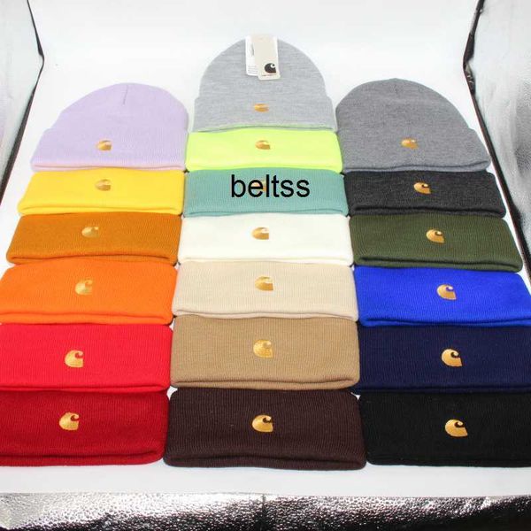 

solid color four corner hem gold embroidery knitted hat work clothes men and women's trendy brand wool hat cold hat warm hat, Blue;gray