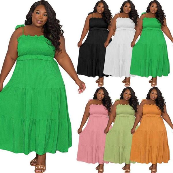 

summer pure color straps strapless large flanged dress womens, Black;gray