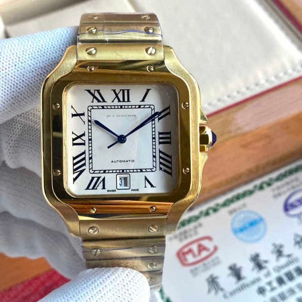 

desiger watch high qulity santos automatic movement watches thyo sapphire mirror date uhr montre carter with box perfect gift prx relojo hom, Slivery;golden