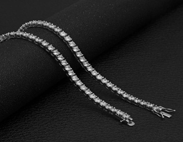 

3mm 4mm 5mm round cut iced out cubic zirconia tennis link chain hiphop cz box clasp necklace women men jewelry5163665, Silver