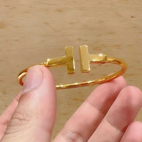 

full gold 999.9 pure 2023 new bracelet tiffay double thick solid ins, Black