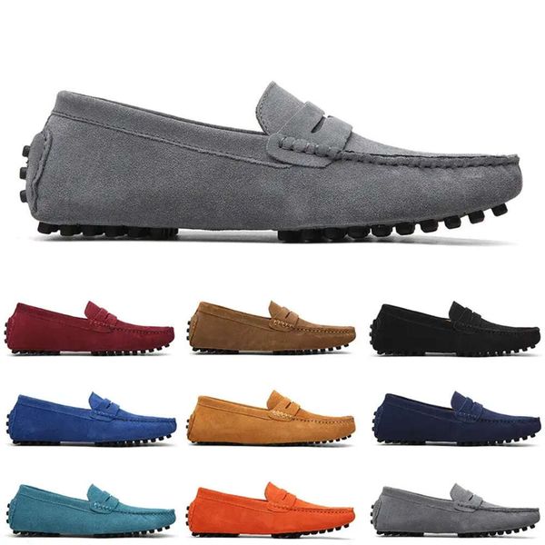 

casual suede new non-brand men shoes black dark blue wine red gray orange green brown mens slip on lazy leather shoe size 38-45168 s