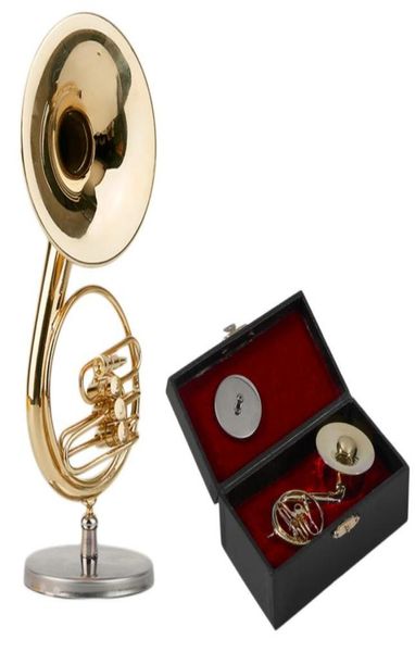 

golden mini sousaphone small size music instrument ornament music model miniature sousaphone instrument model gift1058670
