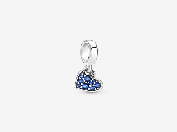 

100 925 sterling silver stellar blue pave tilted heart dangle charm fit original european charms bracelet fashion jewelry accesso3905631, Bronze;silver