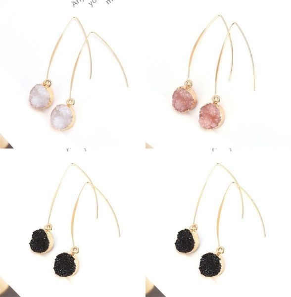

dangle chandelier fashion resin stone earrings druzy drusy earrings for women gold plating round circle shape ear jewelry gifts 2 9258581, Silver