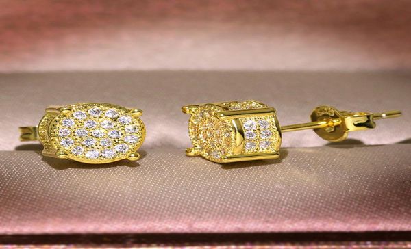 

men women earrings studs yellow white gold plated sparkling simulated diamond earring for wedding party engagement jewelry3580238, Golden;silver