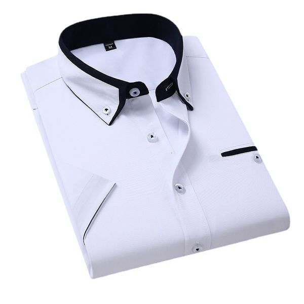 

men's casual shirts quality men's summer short sleeve printed dress shirts comfortable button-down collar standard-fit casual blou, White;black