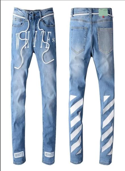 

2020 new men039s designer jeans jeans tight embroidery pants 28402614366, Blue
