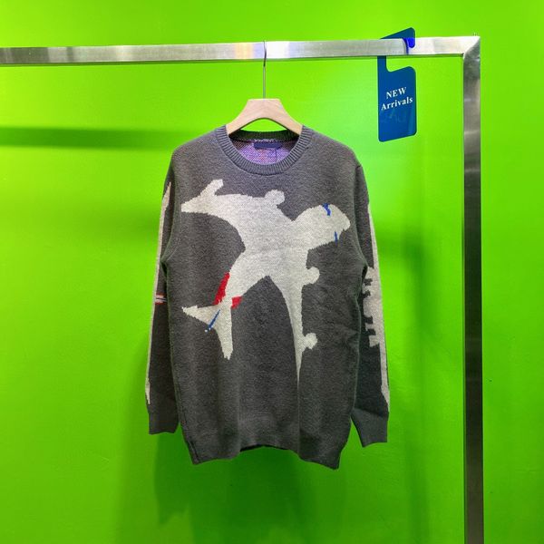 

new aop jacquard letter knitted sweater in autumn / winter 2022acquard knitting machine e custom jnlarged detail crew neck cotton 222rd, Black;brown