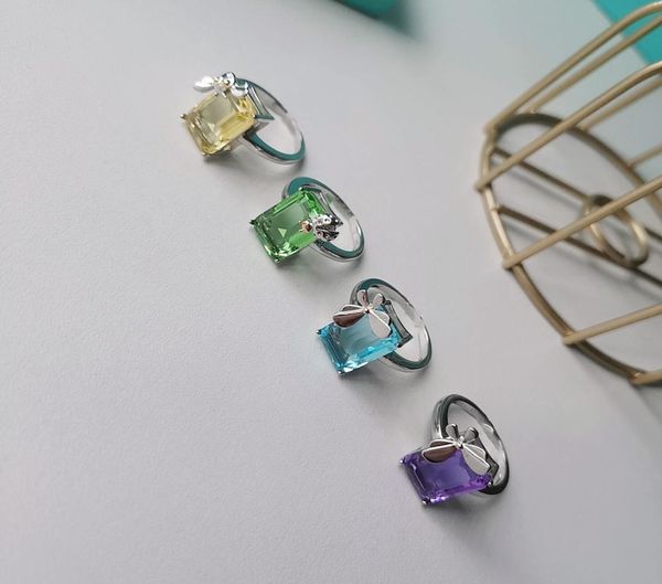 

rings band square drill diamond luxury designer jewelry love lovers ring gift propose women mens couple wedding party thanksgiving8289175, Silver