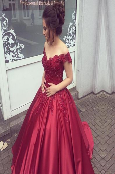 

off shoulder dark navy quinceanera dresses long sleeves ball gown dark red prom dresses satin corset back purple sweet 16 dress1559819, Blue;red
