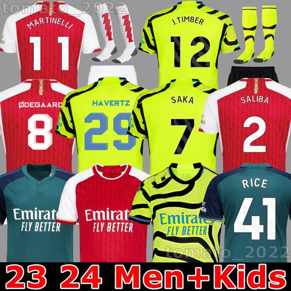 

23 24 g.jesus soccer jerseys rice smith rowe saka fans player j.timber martinelli tierney 2023 2024 football shirt men kids odegaard sambi f, Black;yellow