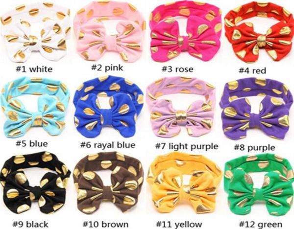 

2020 fashion golden dot big bow girl headband cotton kids elastic hair bands cute girls hair accessories 12 colors232r5182372, Slivery;white