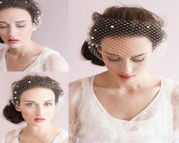

fashion pearl short wedding veils one layer romantic bridal veils with pearls classic short veils charming bridal headdress 6103285, Black