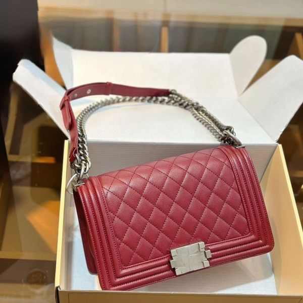 

classic handbag chain bag quilted shoulder tote bags women men luxury designer flap bags clutch golden metal letter logo genuine leather cro