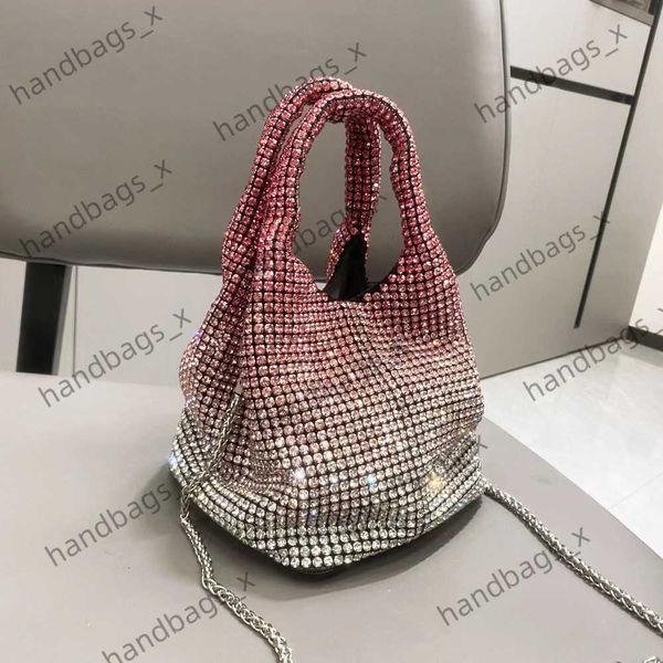 

full diamond bag women's 2023 gradient diamond inlaid bucket bag tank water diamond chain bag handheld crossbody bag 5r2y