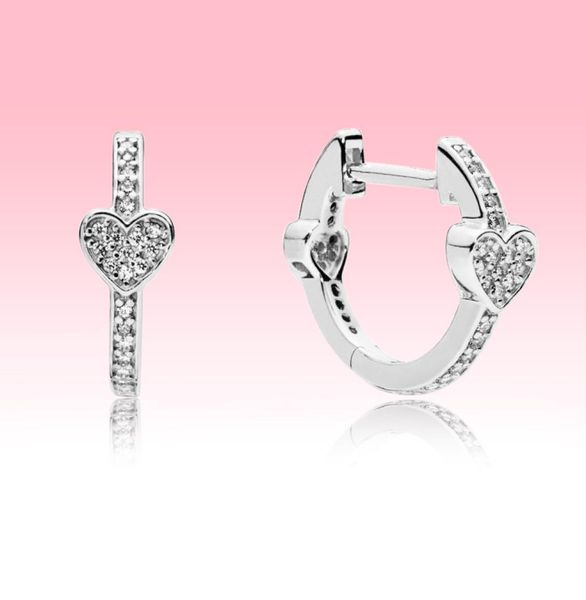 

pave love heart hoop earrings women wedding jewelry with original box set for 925 silver cz diamond earring7162956, Golden;silver