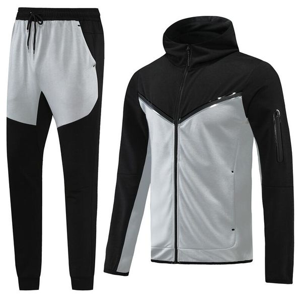 

mens casual jacket hooded long zip sportswear pants, Black