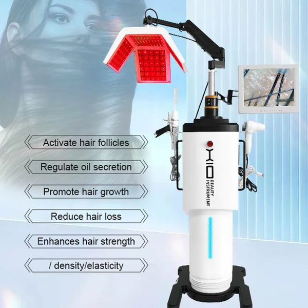 

new arrival diode laser hair growth machine hair loss treatment instrument 650nm hair regrowth therapy anti-hair removal hair analyzer beaut, Black