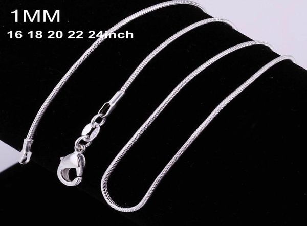 

100pcs 925 silver p smooth chains necklace 1mm chain mixed size 16 18 20 22 24 inch9694949