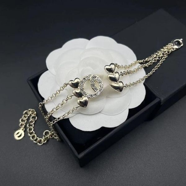 

luxury designer womens girls crystal diamond bracelet necklace double letters cuff bangle 18k gold plated silver chain jewelry women heart b