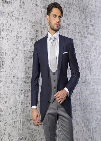 

one button groomsmen notch lapel wedding groom tuxedos men suits weddingpromdinner man blazerjackettievestpants b7995413477, Black;gray