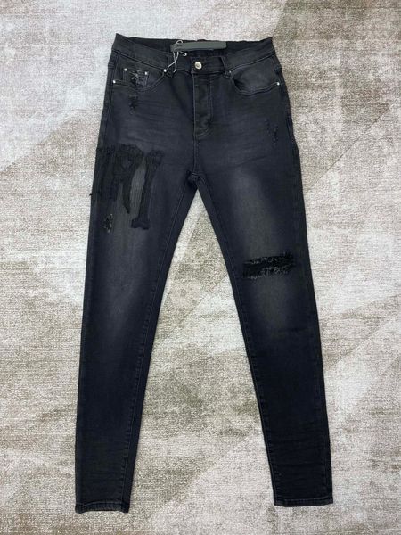 

men's plus size pants oversize sports pants with torn and torn printed embroidered cotton pants t25r, Black;brown