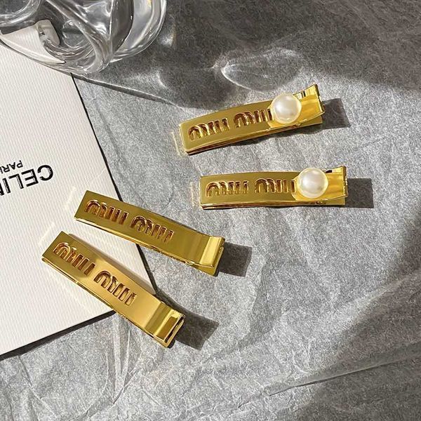 

miss miao's extravagant metal letter side clip net red chen duck bill clip side bangs clip, Golden;silver