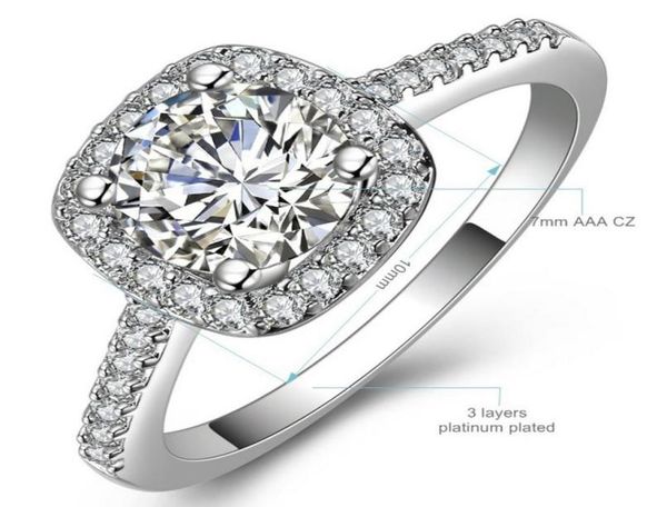 

20pcs silver color exquisite bijoux fashion square wedding engagement ring made with cubic zirconia jewelry r531 r559 r560 christm4364394, Golden;silver
