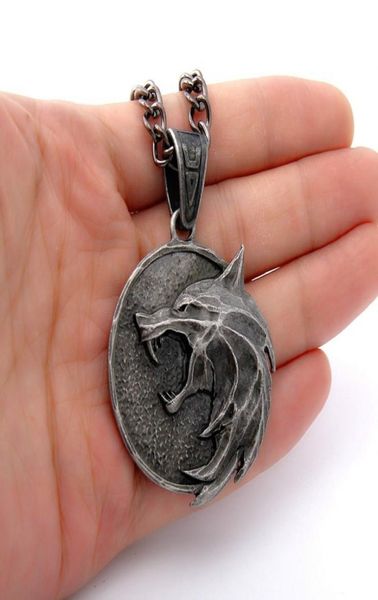 

new arrival the wizard wolf head pendant necklace for the witcher 3 geralt with a the wild hunt 3 figure tv9483236, Silver