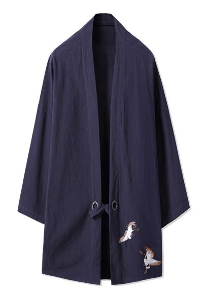 

japanese male kimono trench coat men autumn spring men039s long jackets cardigan overcoat cotton linen trenchcoat chaqueta bran2855887, Tan;black