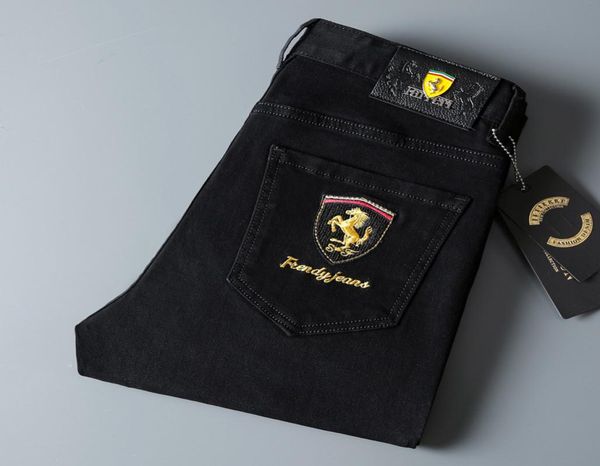 

jinma embroidery highend men039s jeans autumn straight slim elastic fashion long pants men9272813, Blue