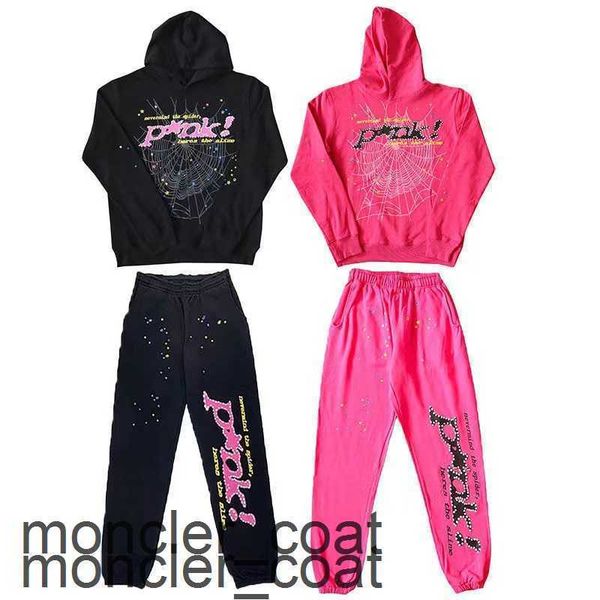 

designer hoodie sp5der young thug 555555 hoodie men women foam print spider web graphic pink sweatshirts pullover hooedies set s-xlbajz, Black