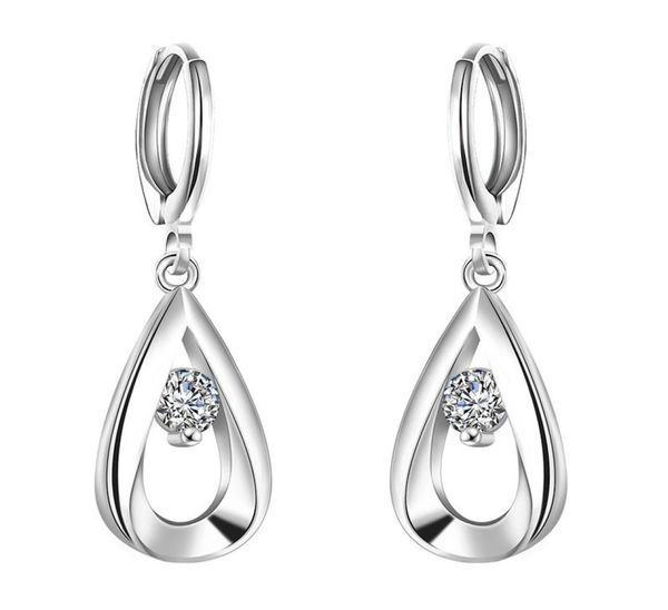 

925 sterling silver plated earrings cubic zirconia diamond stud earing for women fashion e6146162667, Golden;silver