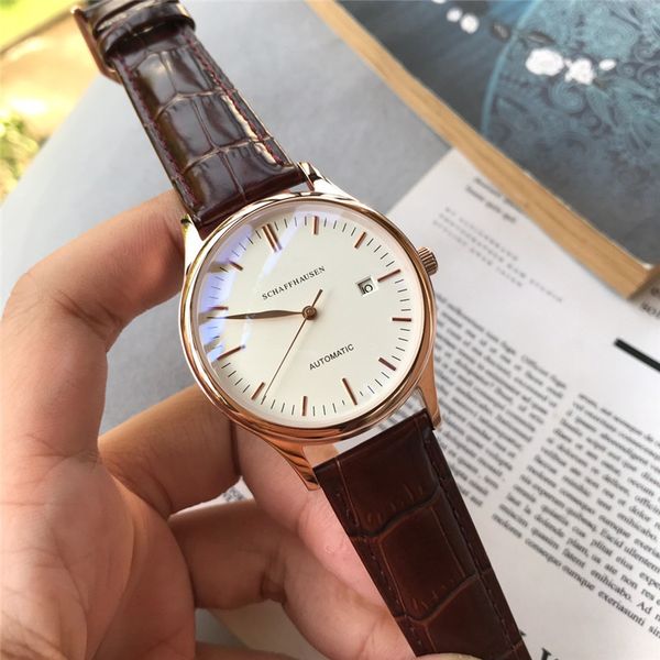 

2023 iwcs diameter 1mm designer mens fashion casual waterproof watches men automatic machinery stainless steel watch leather band hk017, Slivery;golden
