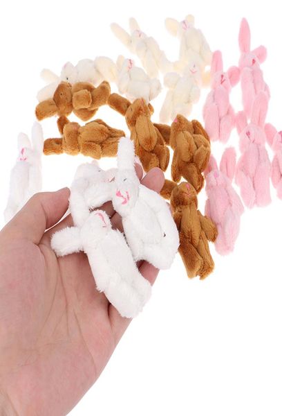 

10pcs 6cm 4colors soft mini joint rabbit pendant plush bunny for key chain bouquet toy doll diy ornaments gifts1671999