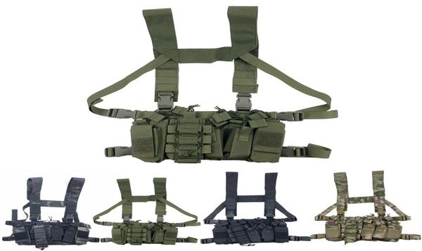 

tactical chest rig bag radio harness front pouch holster vest rig bag adjustable functional two way radio waist pouch1126257, Camo;black