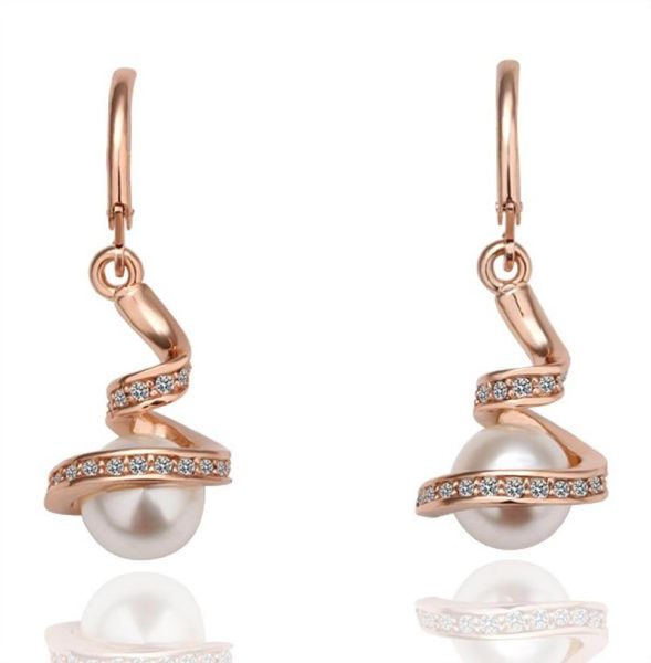 

18k rose goldplatinum plated tassel women pearl dangle drop earrings genuine austrian crystal fashion jewelry for women2159429, Silver