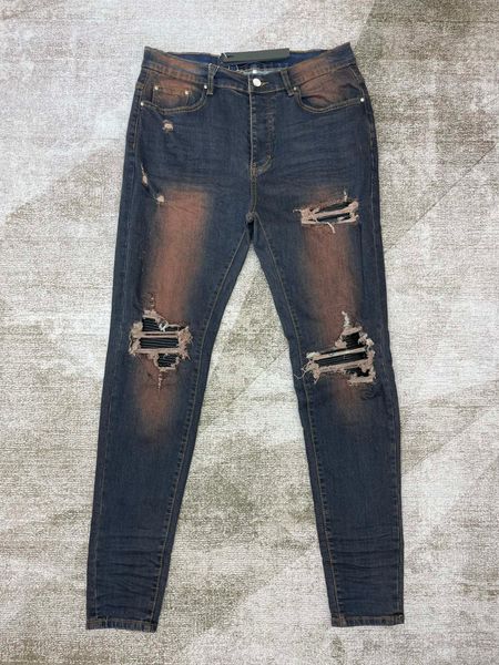 

men's plus size pants oversize sports pants with torn and torn printed embroidered cotton pants 3t4y, Black;brown