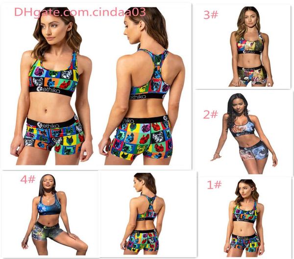 

women swimsuit cartoon printing set summer 2 piece bikini vest bra and shorts swimming suit luxury beachwear c0039269283, White;black