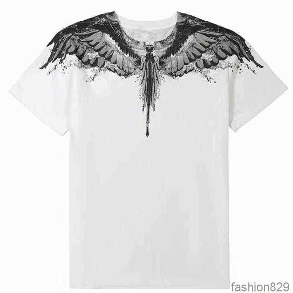 

2022 men's t-shirts summer european and american tide mb wings water drop feather short-sleeved women's cotton round neck loose 5s, White;black