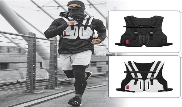 

streetwear tactical vest men chest rig phone bag adjustable reflective fishing cycling vest waistcoat with pockets hip hop spo4554517, Black;green