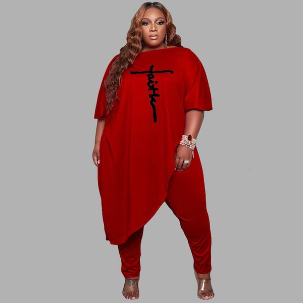 

women's plus size pants elegant clothing 4xl 5xl loose solid color slanted shoulder embroidery two piece sets wholesale 230804, Black