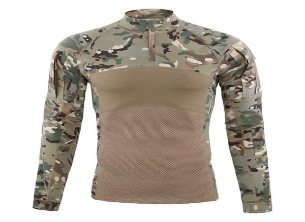 

men039s long sleeve army camouflage quick dry tshirts tactical combat sports tee shirt outdoor uvprotection 14 zip pullover 5826874, Black;green