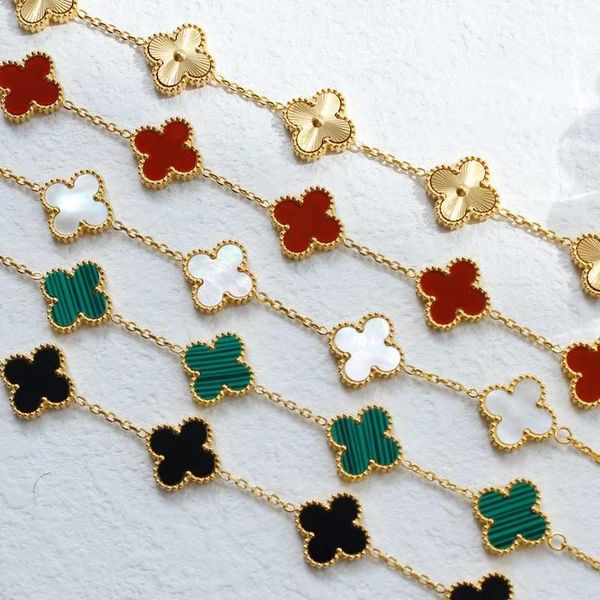 

5 motif fashion four leaf clover bracelet luxury jewerly designer for woman 18k rose plated silver shell women gold chain men fashion jewelr, Black